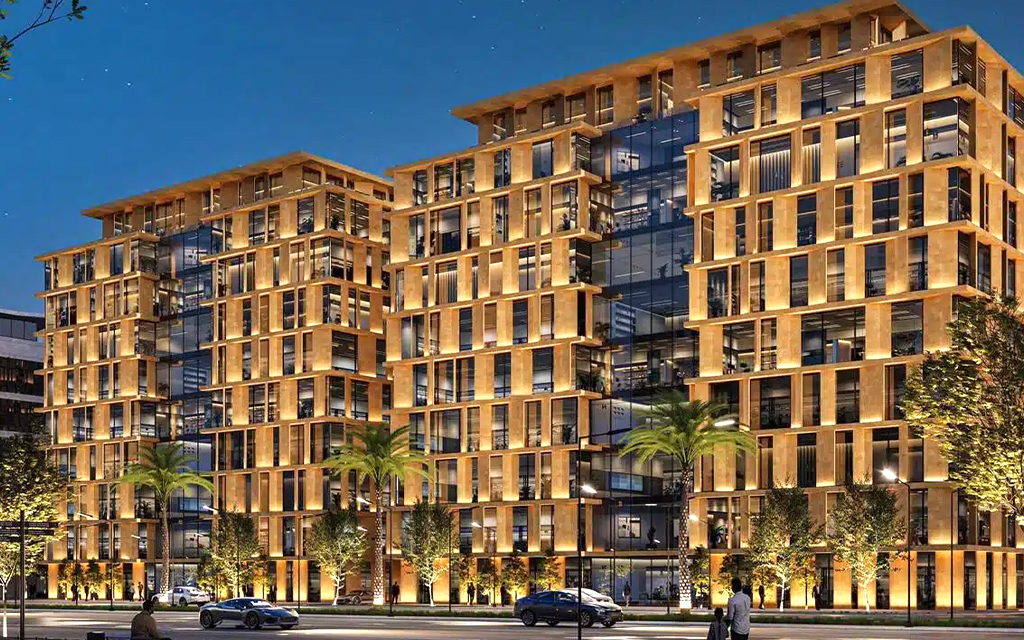 Construction progresses on a new office development in Al-Ghadeer, Riyadh, KSA