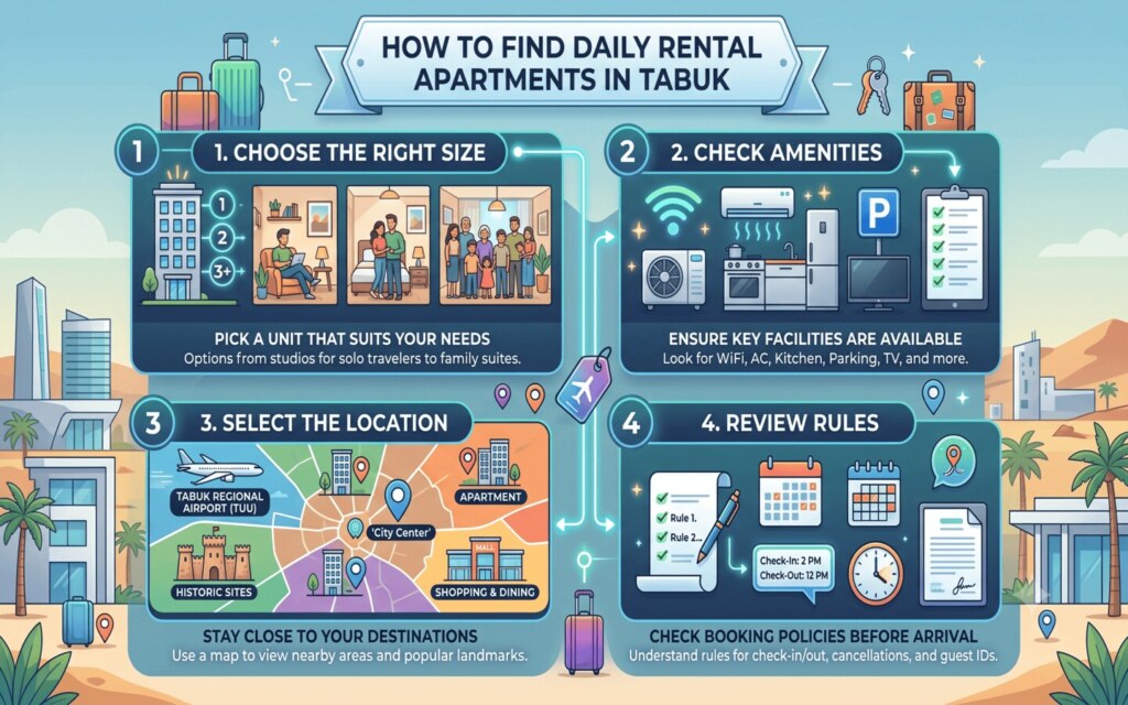 How to find Daily Rental Apartments in Tabuk